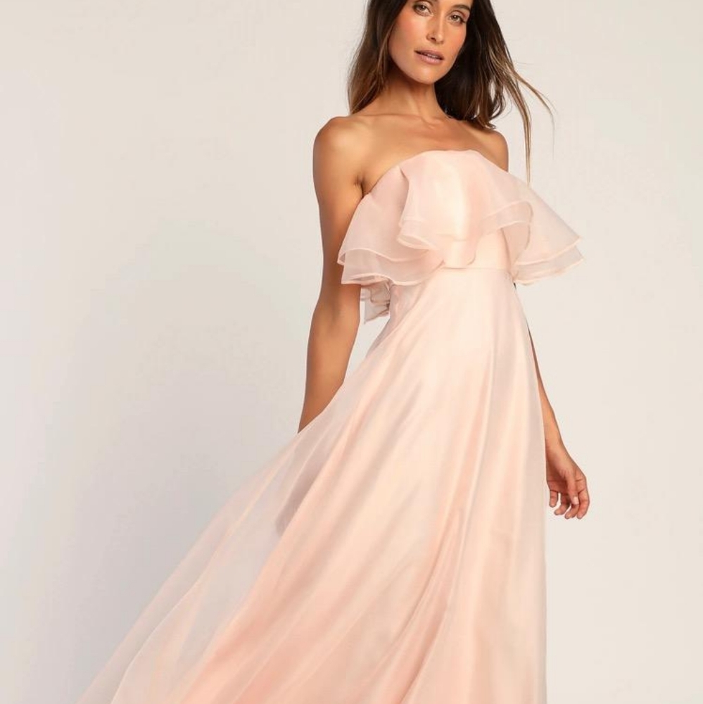 LULU'S Maxi Light Pink Organza Dress